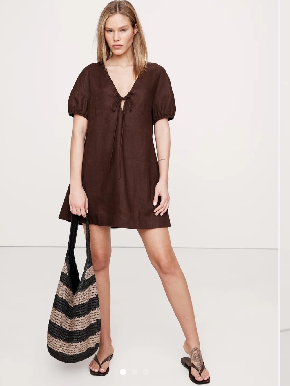 Banana Republic 100% Linen Brown Tunic Dress